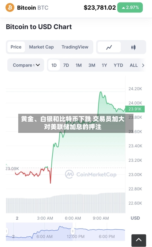 黄金、白银和比特币下跌 交易员加大对美联储加息的押注-第3张图片